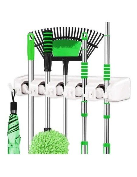 Soporte Organizador Multiusos Colgador Escobas Fregona