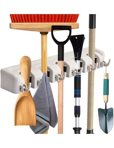 Soporte Organizador Multiusos Colgador Escobas Fregona