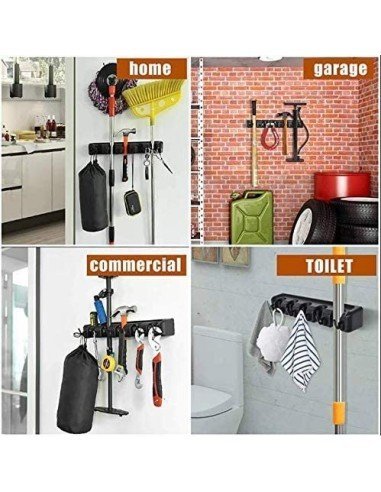 Soporte Organizador Multiusos Colgador Escobas Fregona