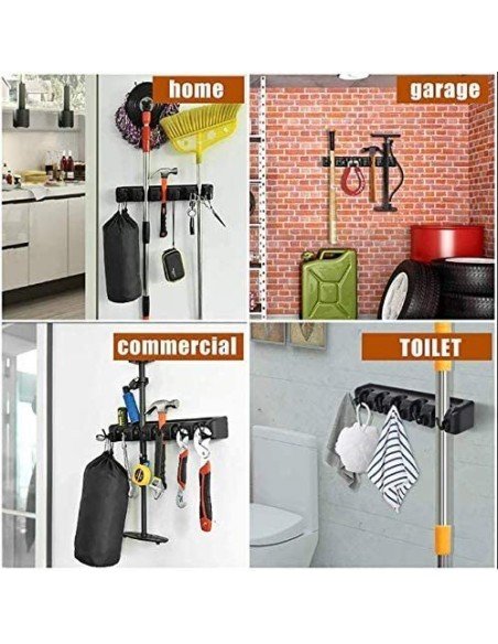 Soporte Organizador Multiusos Colgador Escobas Fregona
