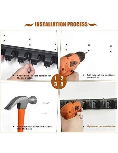 Soporte Organizador Multiusos Colgador Escobas Fregona