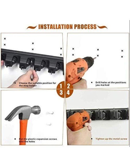 Soporte Organizador Multiusos Colgador Escobas Fregona