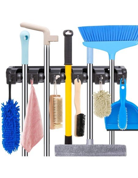 Soporte Organizador Multiusos Colgador Escobas Fregona