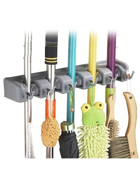 Soporte Organizador Multiusos Colgador Escobas Fregona