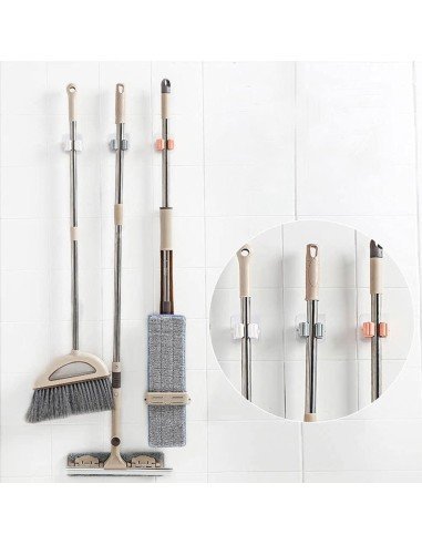 Soporte Organizador Multiusos Colgador Escobas Fregona