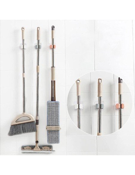 Soporte Organizador Multiusos Colgador Escobas Fregona