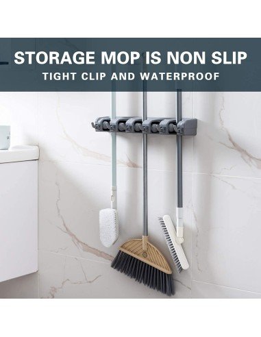 Soporte Organizador Multiusos Colgador Escobas Fregona