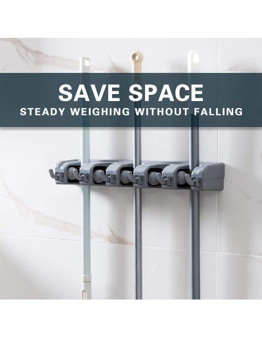 Soporte Organizador Multiusos Colgador Escobas Fregona