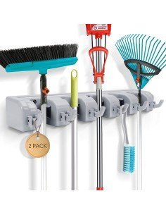 Soporte Organizador Multiusos Colgador Escobas Fregona