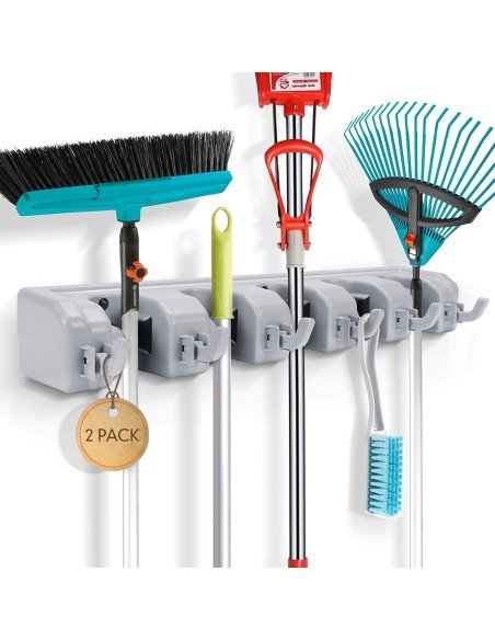 Soporte Organizador Multiusos Colgador Escobas Fregona