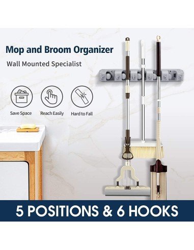 Soporte Organizador Multiusos Colgador Escobas Fregona