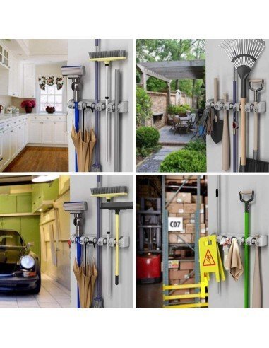 Soporte Organizador Multiusos Colgador Escobas Fregona