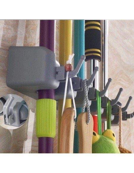 Soporte Organizador Multiusos Colgador Escobas Fregona