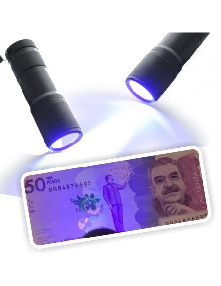 Setx2 Linternas UV blackLight probador billetes Caja Fraude 