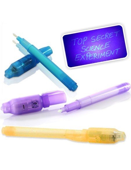 Set x3 Lapiceros mágicos con tinta invisible y Luz Led UV Set x3 Lapiceros mágicos con tinta invisible y Luz Led UV