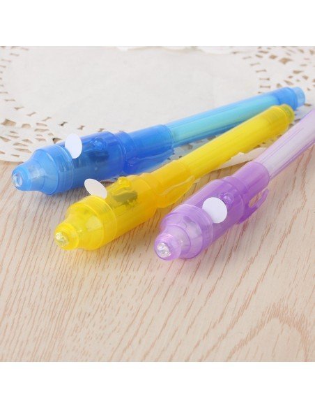 Set x3 Lapiceros mágicos con tinta invisible y Luz Led UV Set x3 Lapiceros mágicos con tinta invisible y Luz Led UV