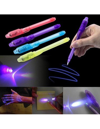 Set x3 Lapiceros mágicos con tinta invisible y Luz Led UV