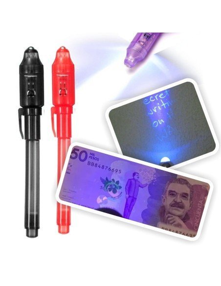Set x3 Lapiceros mágicos con tinta invisible y Luz Led UV