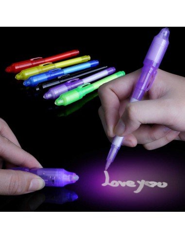 Set x3 Lapiceros mágicos con tinta invisible y Luz Led UV