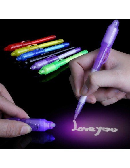 Set x3 Lapiceros mágicos con tinta invisible y Luz Led UV Set x3 Lapiceros mágicos con tinta invisible y Luz Led UV