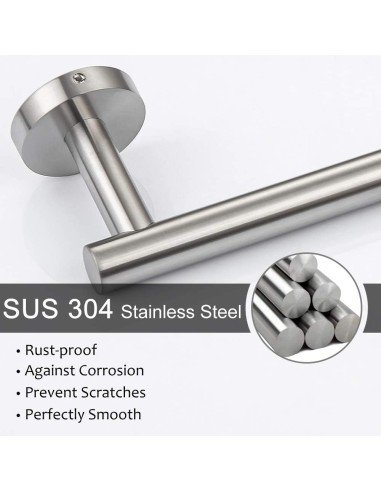 Soporte Toallero Sencillo Barra Niquel Cepillado  Instala Fácil