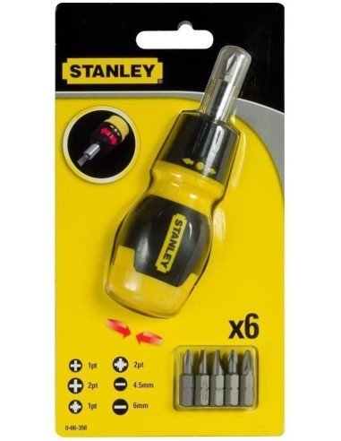 Stanley Destornillador con Rack 66-358 Stuby Ratcheting multi 6 puntas