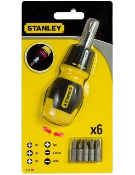 Stanley Destornillador con Rack 66-358 Stuby Ratcheting multi 6 puntas