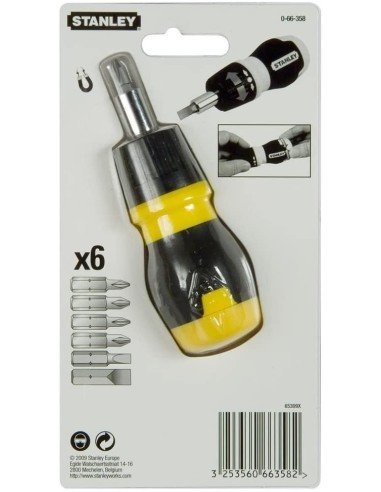 Stanley Destornillador con Rack 66-358 Stuby Ratcheting multi 6 puntas