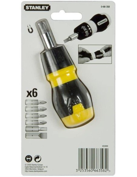 Stanley Destornillador con Rack 66-358 Stuby Ratcheting multi 6 puntas