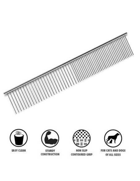 Peine para Mascotas de cerdas metálicas pelo largo Peine para Mascotas de cerdas metálicas pelo largo