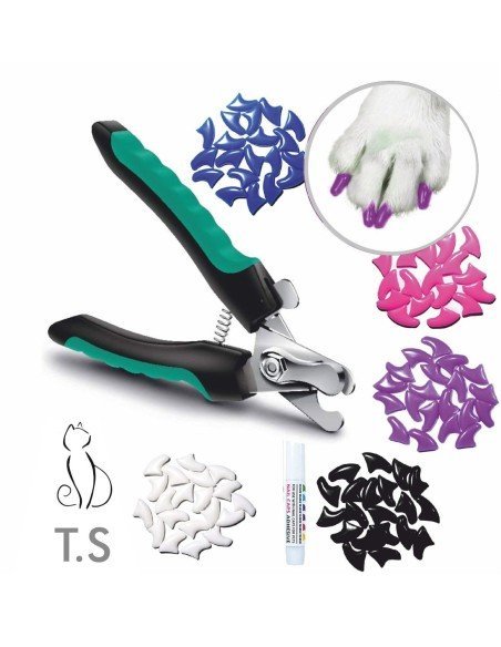 Cortauñas + 100 Protectores Uñas Mascota, Nails Caps evita daños