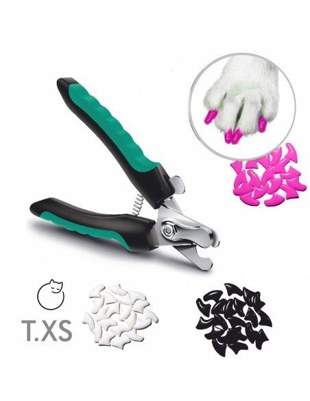 Cortauñas + Set x60 Protectores de Uñas Mascota, Nails Caps en colores