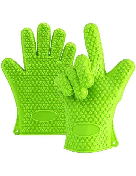 Guantes de Silicona BBQ Termo Resistente Calor Horno Guantes de Silicona BBQ Termo Resistente Calor Horno