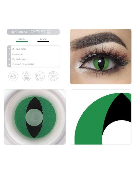 Lentes Locos Cat Green Crazy Lentes Halloween Gato verde Lentes Locos Cat Green Crazy Lentes Halloween Gato verde