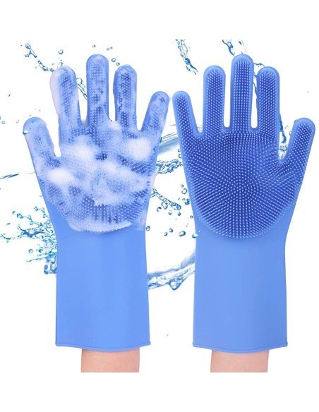 Guantes de Silicona Cepillo para Lavar loza, baño, aseo