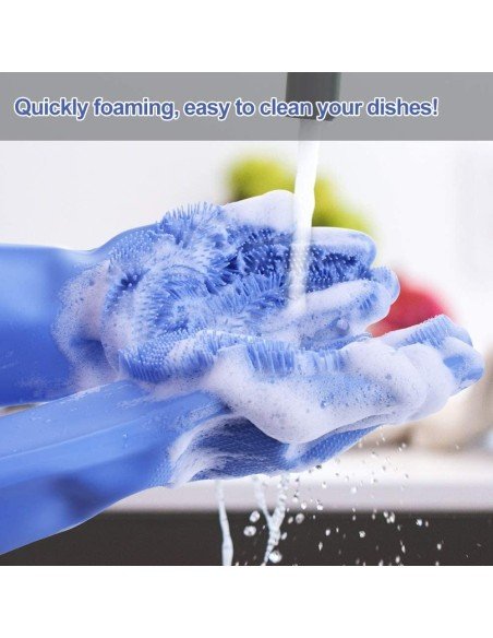 Guantes de Silicona Cepillo para Lavar loza, baño, aseo