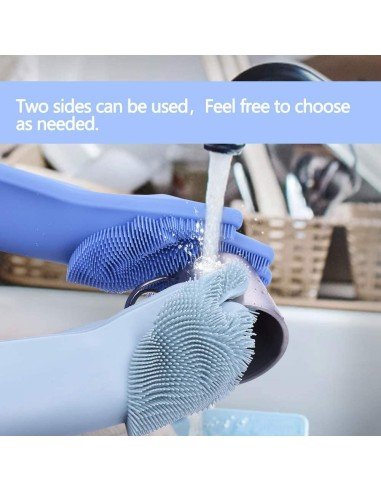 Guantes de Silicona Cepillo para Lavar loza, baño, aseo