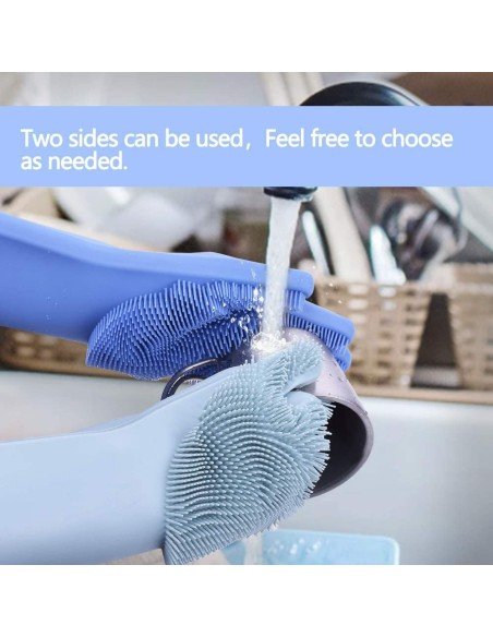 Guantes de Silicona Cepillo para Lavar loza, baño, aseo