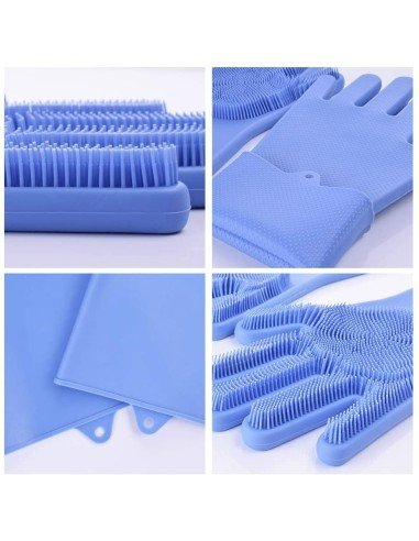 Guantes de Silicona Cepillo para Lavar loza, baño, aseo