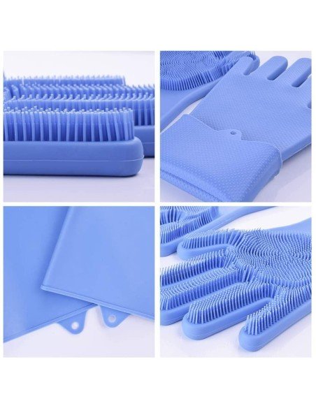 Guantes de Silicona Cepillo para Lavar loza, baño, aseo
