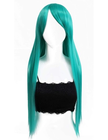 Peluca Cosplay lisa 80cm Kanekalon Cyan Aguamarina