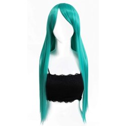 Peluca Cosplay lisa 80cm Kanekalon Cyan Aguamarina