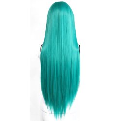 Peluca Cosplay lisa 80cm Kanekalon Cyan Aguamarina