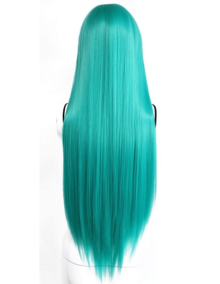 Peluca Cosplay lisa 80cm Kanekalon Cyan Aguamarina Peluca Cosplay lisa 80cm Kanekalon Cyan Aguamarina