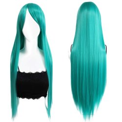 Peluca Cosplay lisa 80cm Kanekalon Cyan Aguamarina