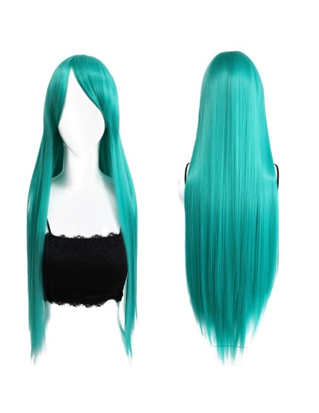 Peluca Cosplay lisa 80cm Kanekalon Cyan Aguamarina Peluca Cosplay lisa 80cm Kanekalon Cyan Aguamarina