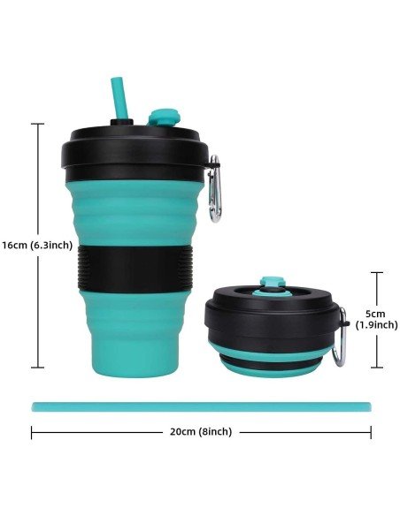 Termo Sport Portátil Plegable Silicona Deportista 550ml