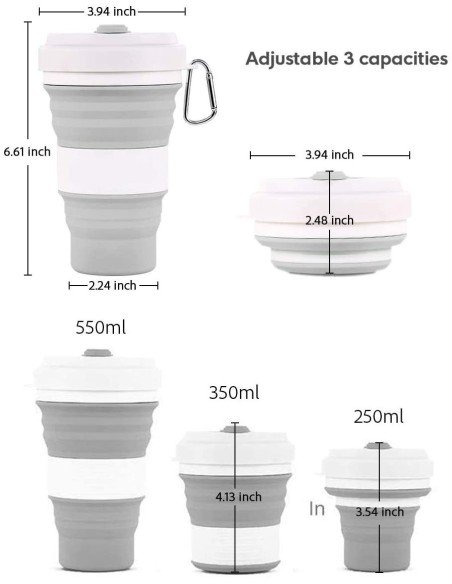 Termo Sport Portátil Plegable Silicona Deportista 550ml