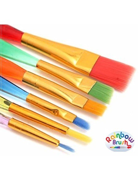 Set x6 Pinceles Rainbow Brush Arco Iris Arte Escolar