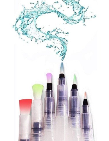 Set x6 Pinceles Recargables Bolígrafos Acuarela Caligrafía